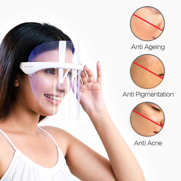 Led Face Mask For Men And Women - 60 Min Runtime|3-In-1 Led Light Therapy For Glowing Skin,Anti-Ageing,Anti Acne,Skin Rejuvenation,Facial At Home - All Skin Type