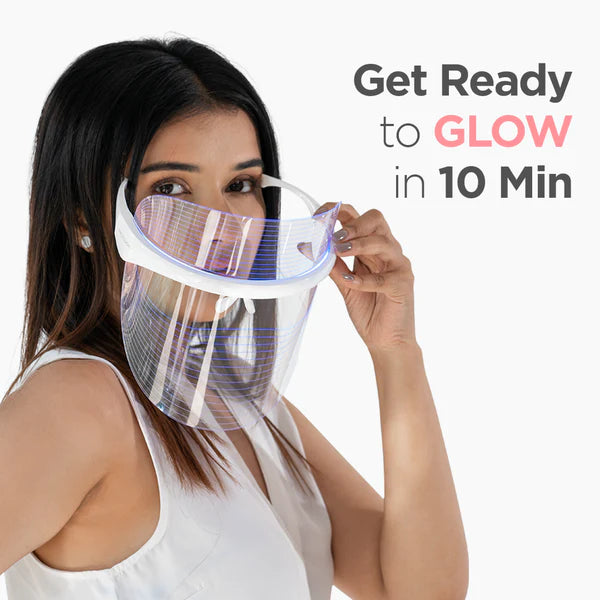 Led Face Mask For Men And Women - 60 Min Runtime|3-In-1 Led Light Therapy For Glowing Skin,Anti-Ageing,Anti Acne,Skin Rejuvenation,Facial At Home - All Skin Type