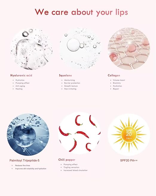 Lip Plumper Gloss – Natural Collagen & Hyaluronic Acid Formula for Fuller, Hydrated, Smooth Lips – Instant Volumizing & Long-Lasting Moisture, Japanese Lip Maximiser Pen, Natural Plump Effect, Non-Sticky Formula, Instant Lip Plumper