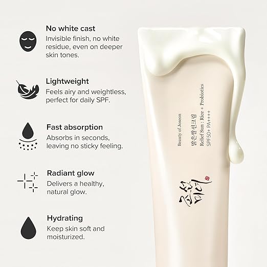 Beauty of Joseon Relief Sun Rice + Probiotics 50 ml SPF 50+ PA++++ Lightweight Korean Sunscreen for Oily Skin