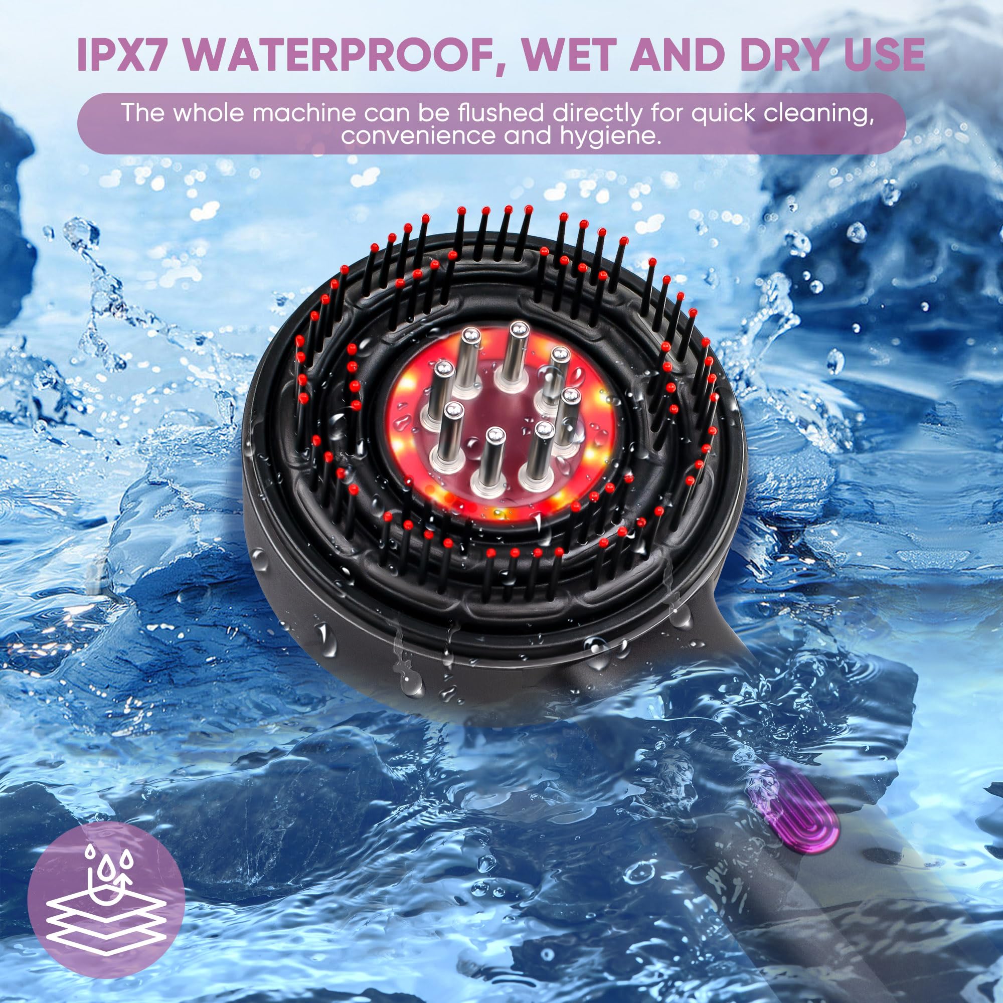 Scalp Massager, IPX7 Waterproof Oil Dispenser, Electric Brush for Growth