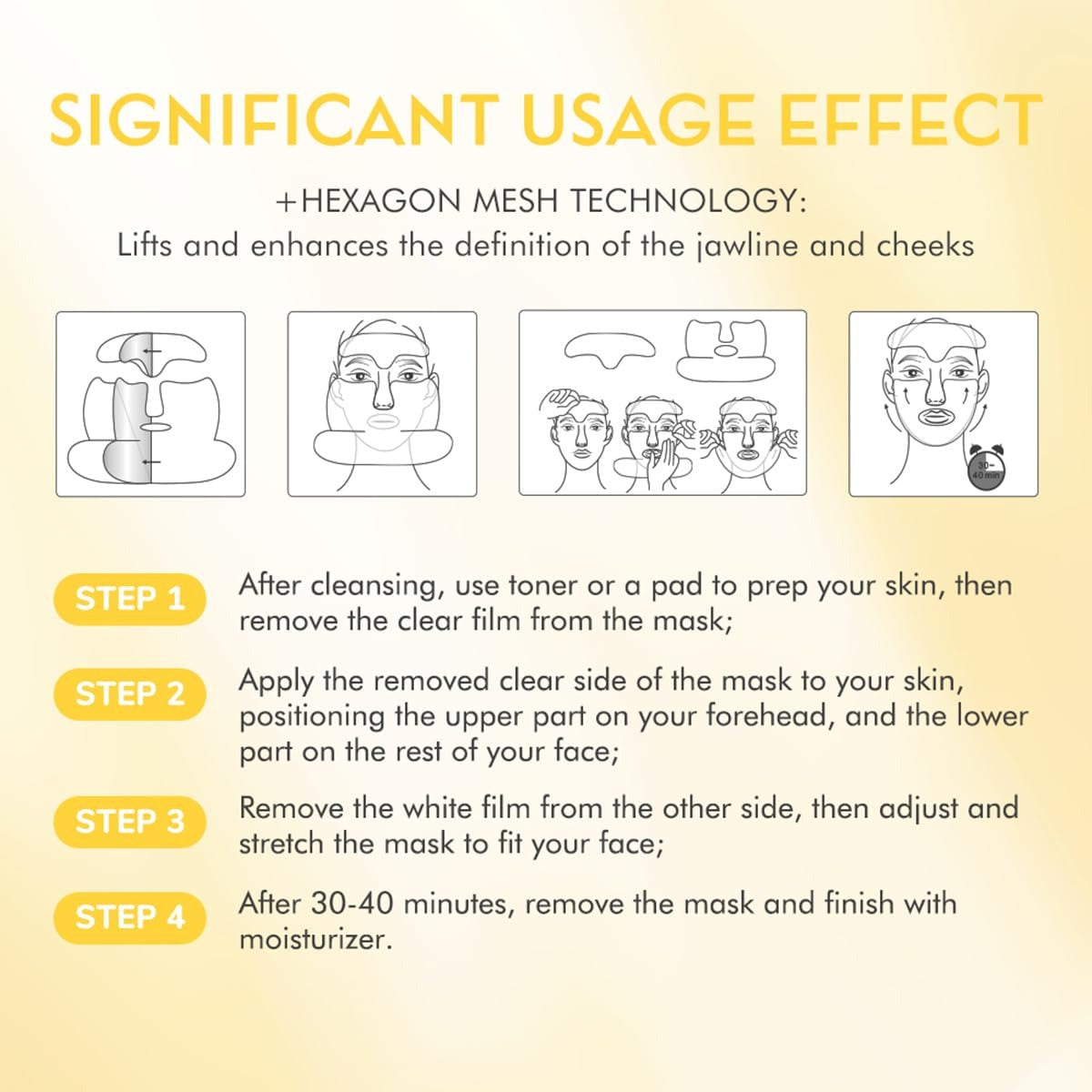 4 Pcs Retinol Deep Collagen Boost Up Mask Set, Deep Collagen for V-Line Lifting & Face Tightening, Retinol for Smile Lines & Forehead Area, Glass Glow Skin Collagen Lifting Mask